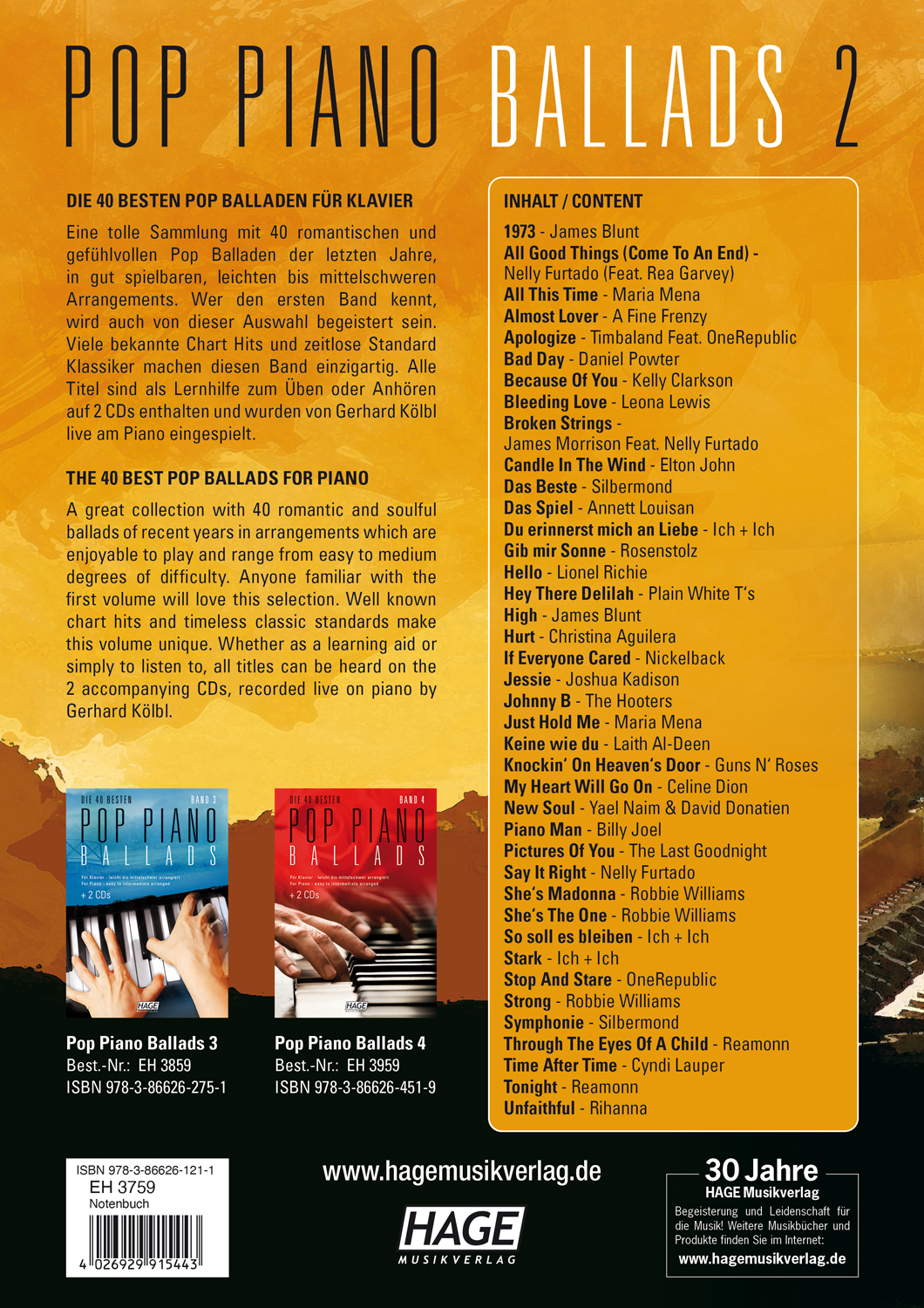 Pop Piano Ballads 2 (mit 2 CDs) Seiten 8