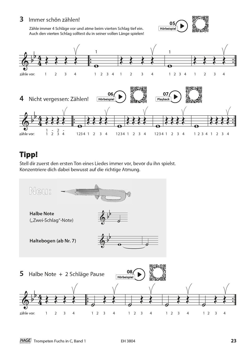 Trompeten Fuchs Band 1 in C für Posaunenchor (mit CD) Seiten 6