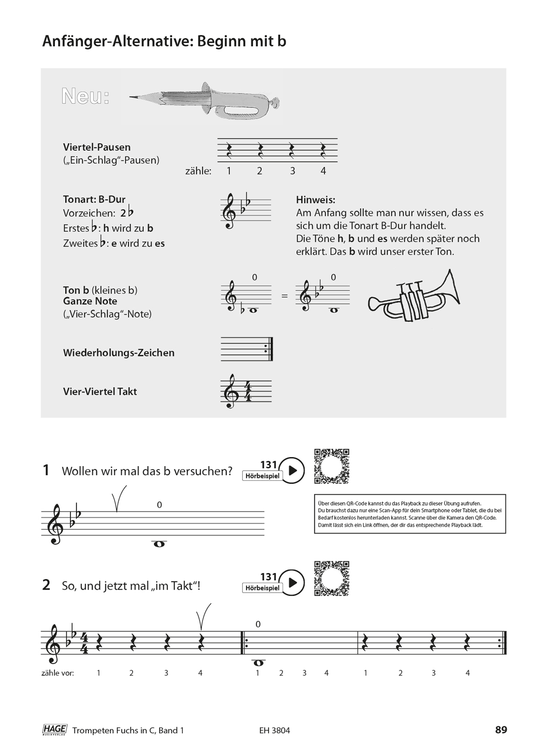 Trompeten Fuchs Band 1 in C für Posaunenchor (mit CD) Seiten 9
