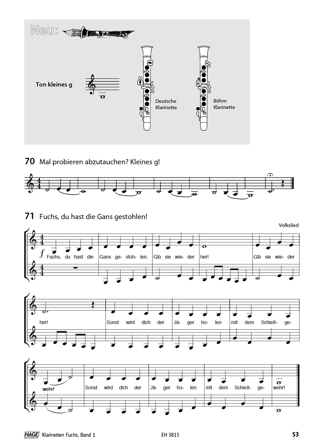 Klarinetten Fuchs Band 1 Seiten 8