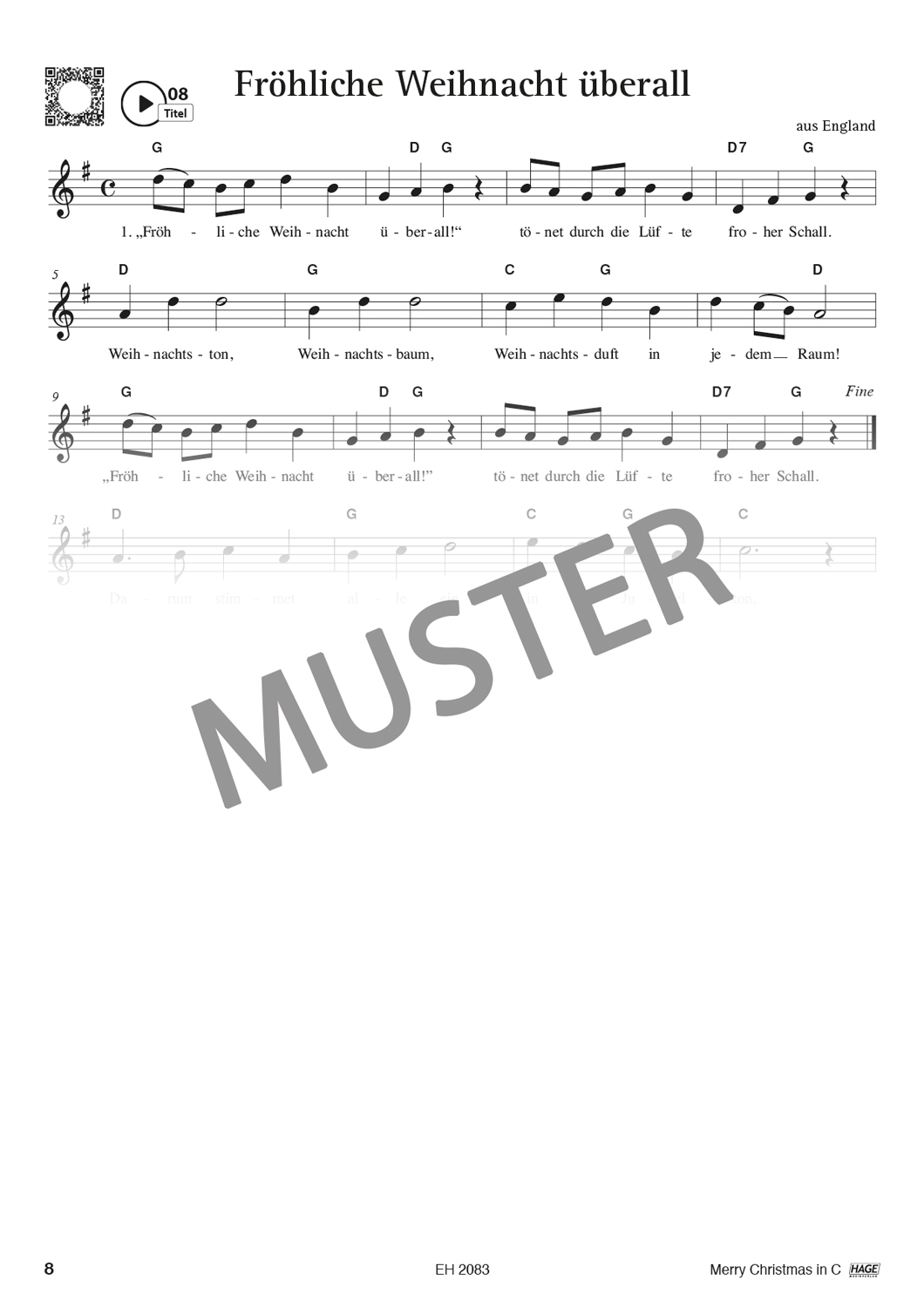 Merry Christmas für C-Instrumente (Querflöte, Oboe) Seiten 4