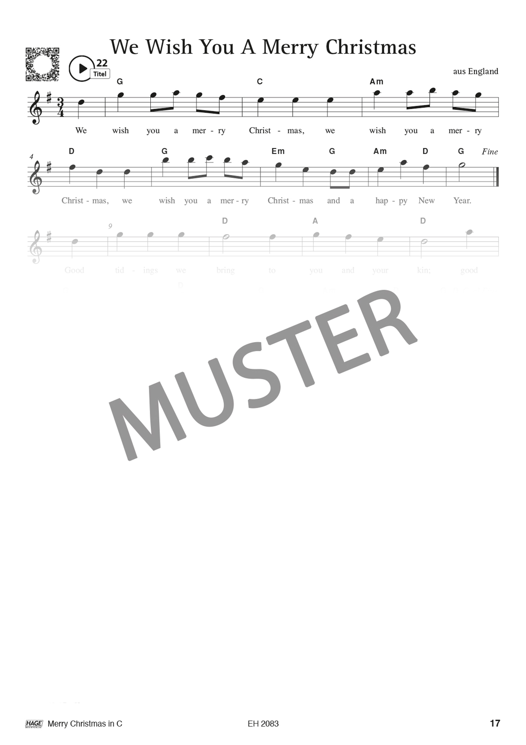 Merry Christmas für C-Instrumente (Querflöte, Oboe) Seiten 6